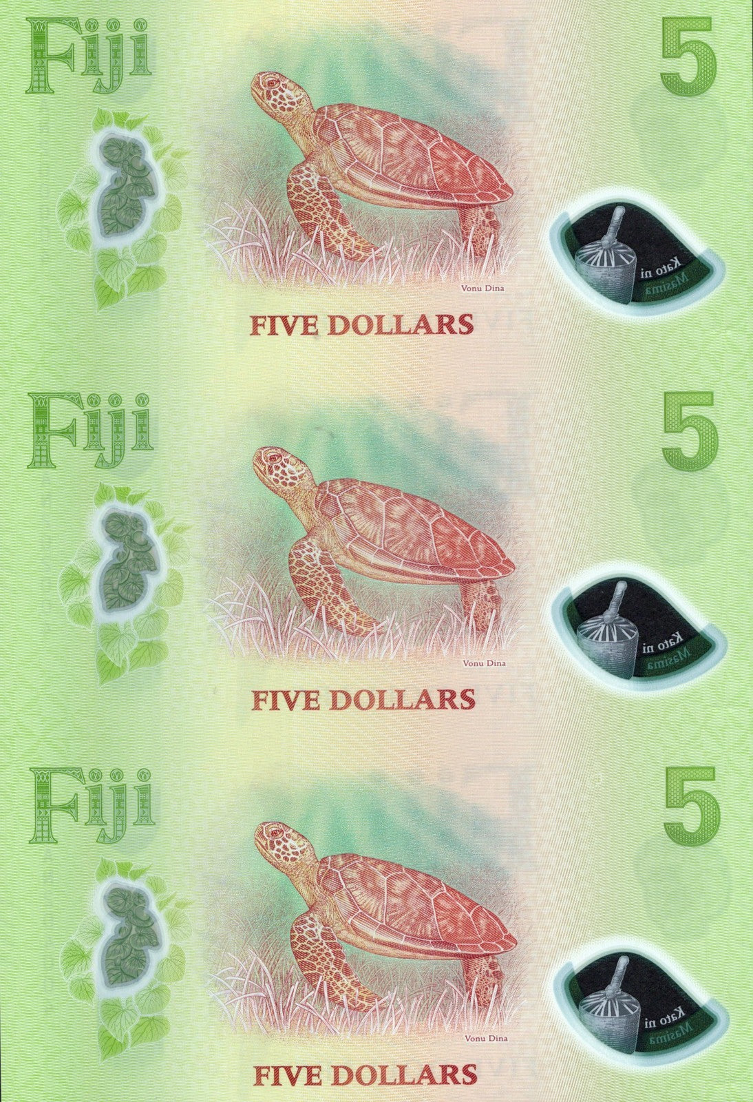 Fiji 5 Dollars 2026 P New Design Polymer UNC UNCUT 3 IN 1