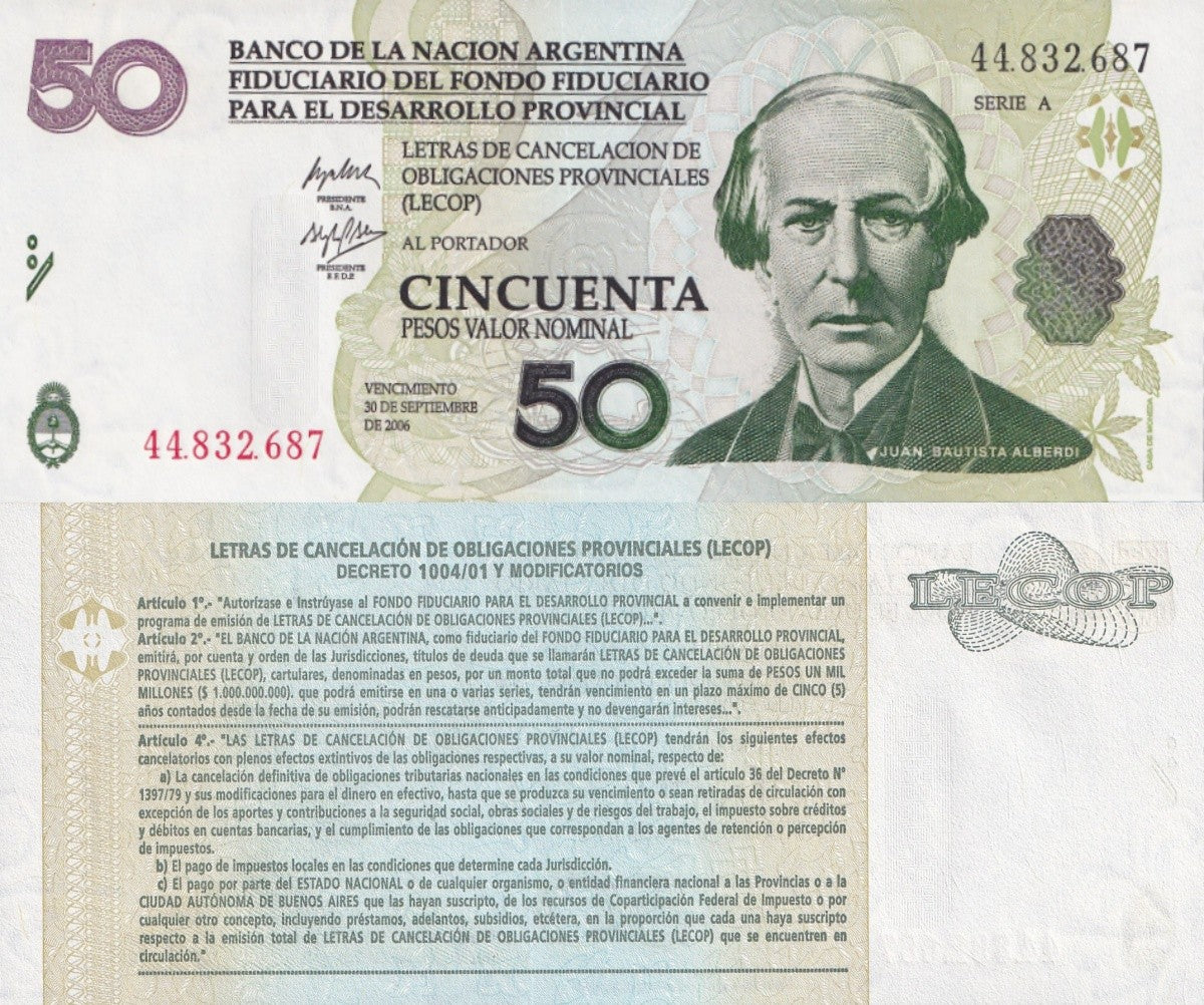 Argentina 50 Pesos 2006 P NL SERIE A UNC