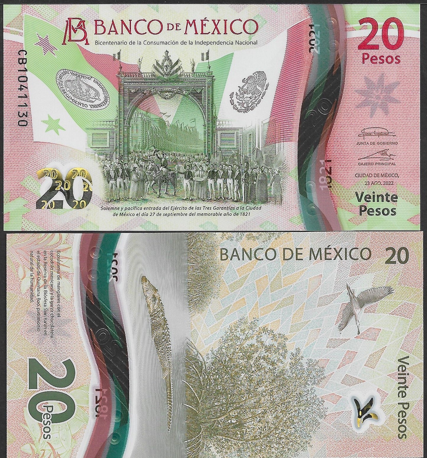 Mexico 20 Pesos 2022 P 132 UNC Polymer Commemorative