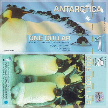 Antarctica 1 Dollar 2007 Polymer MS Explorer Commemorative TEST NOTE UNC