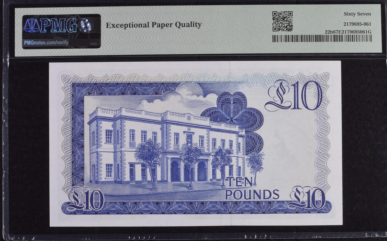 Gibraltar British Administration 10 Pounds 1986 P 22b UNC PMG 67 EPQ 3rd TOP POP