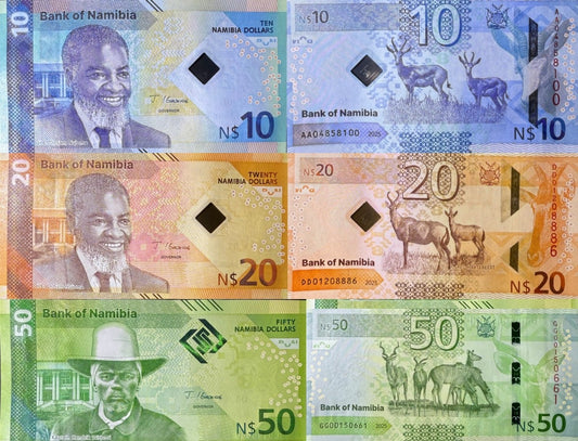 NAMIBIA 10 20 50 Namibia Dollars 2025 P New Issue UNC Set 3 pcs