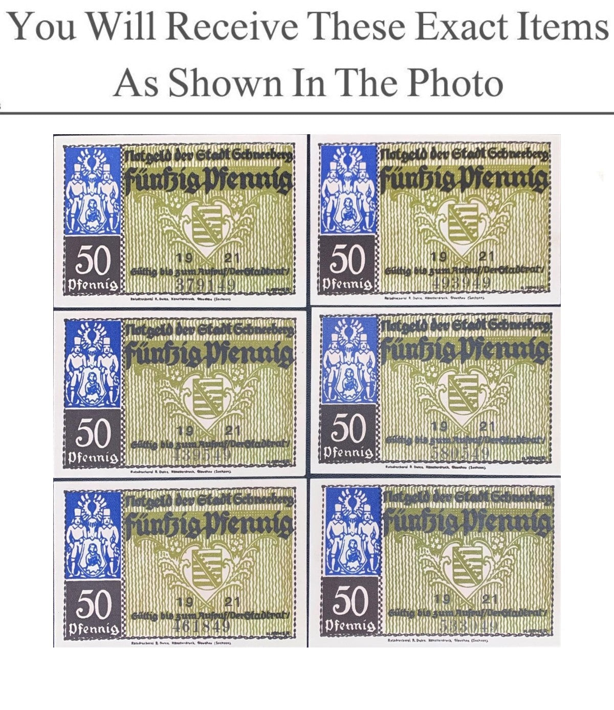 Germany Notgeld SCHNEEBERG 50 Pfennig 1921 Full Set 6 pcs