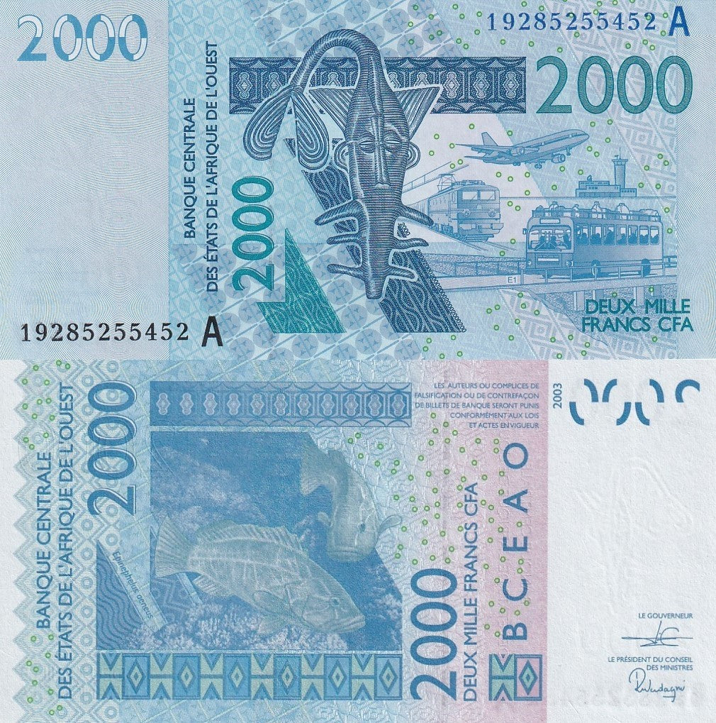 West African States Ivory Coast 2000 Francs 2019 P 116A Code A UNC