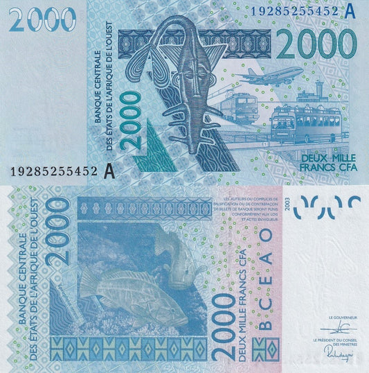 West African States Ivory Coast 2000 Francs 2019 P 116A Code A UNC