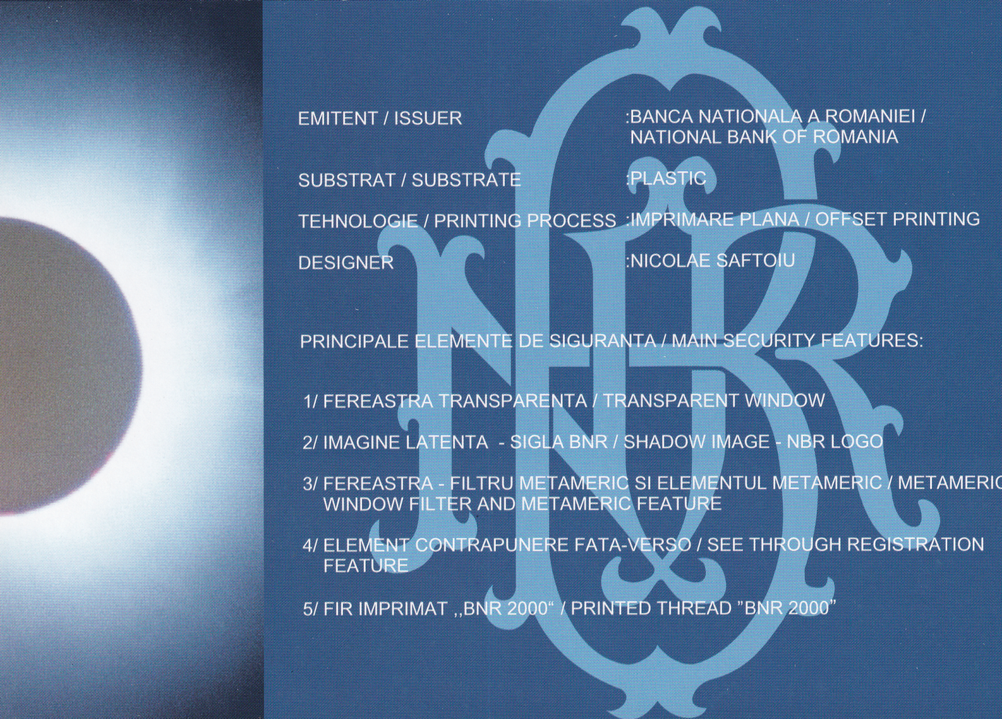 Romania 2000 Lei 1999 P 111b Polymer UNC Commemorative Prefix 001A With Folder