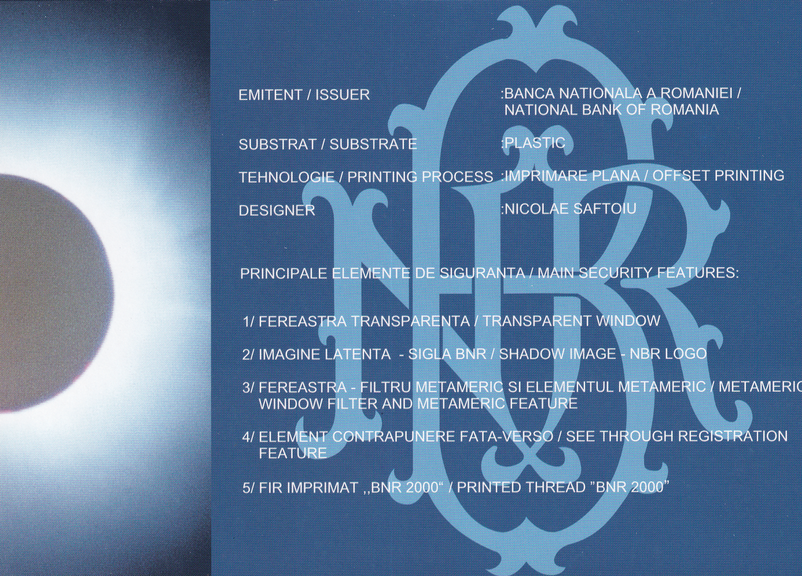 Romania 2000 Lei 1999 P 111b Polymer UNC Commemorative Prefix 001A With Folder