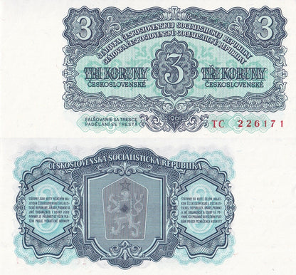 Czechoslovakia 3 Koruny Ceskoslovenske 1961 P 81a UNC