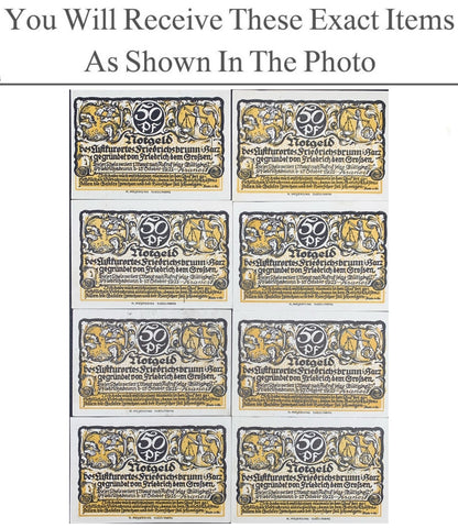 Germany Notgeld FRIEDRICHSBRUN 50 Pfenning 1921 Set 8 pcs