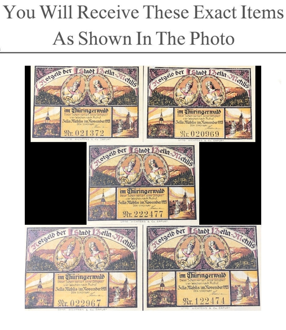 Germany Notgeld ZELLA-MEHLIS 10 25 50 Pfennig 1921 Full Set 5 pcs