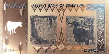 Zimbabwe 100 Trilluion Godfoil Plastic Craft Grifts UNC Test Note