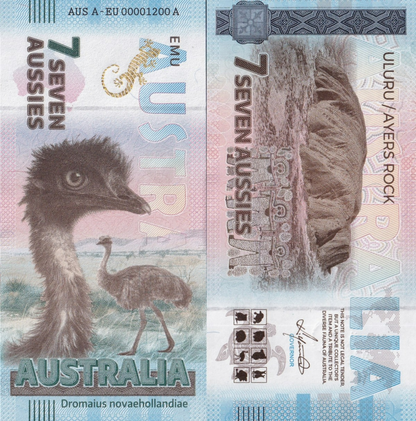Australia TEST NOTE Souvenir Note 7 Aussie Emu UNC