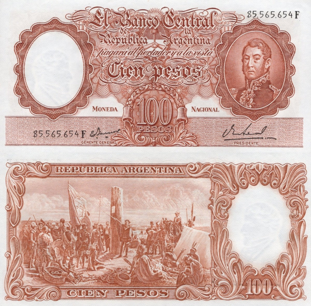 Argentina 100 Pesos ND 1967-1969 P 277 UNC