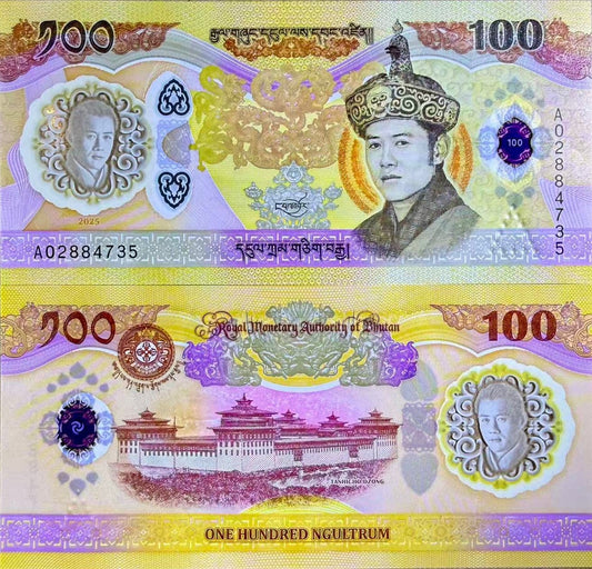 Bhutan 100 Ngultrum 2025 2026 P New Design Polymer UNC Commemorative