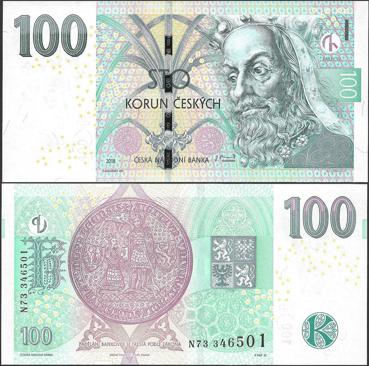 Czechia 100 Korun Ceskych 2018 P 18 UNC