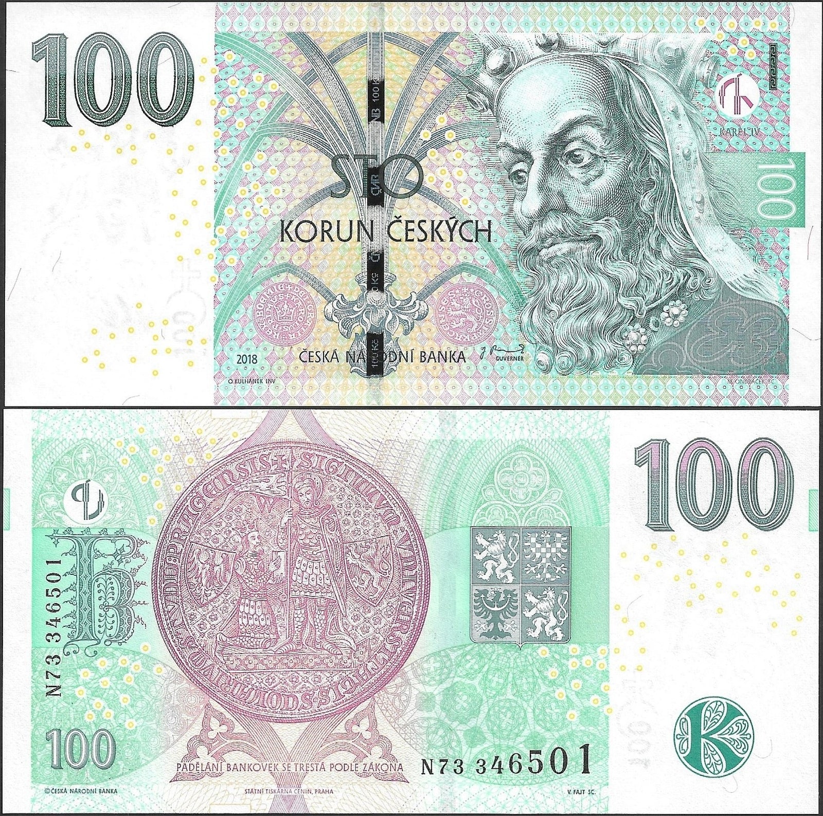 Czechia 100 Korun Ceskych 2018 P 18 UNC