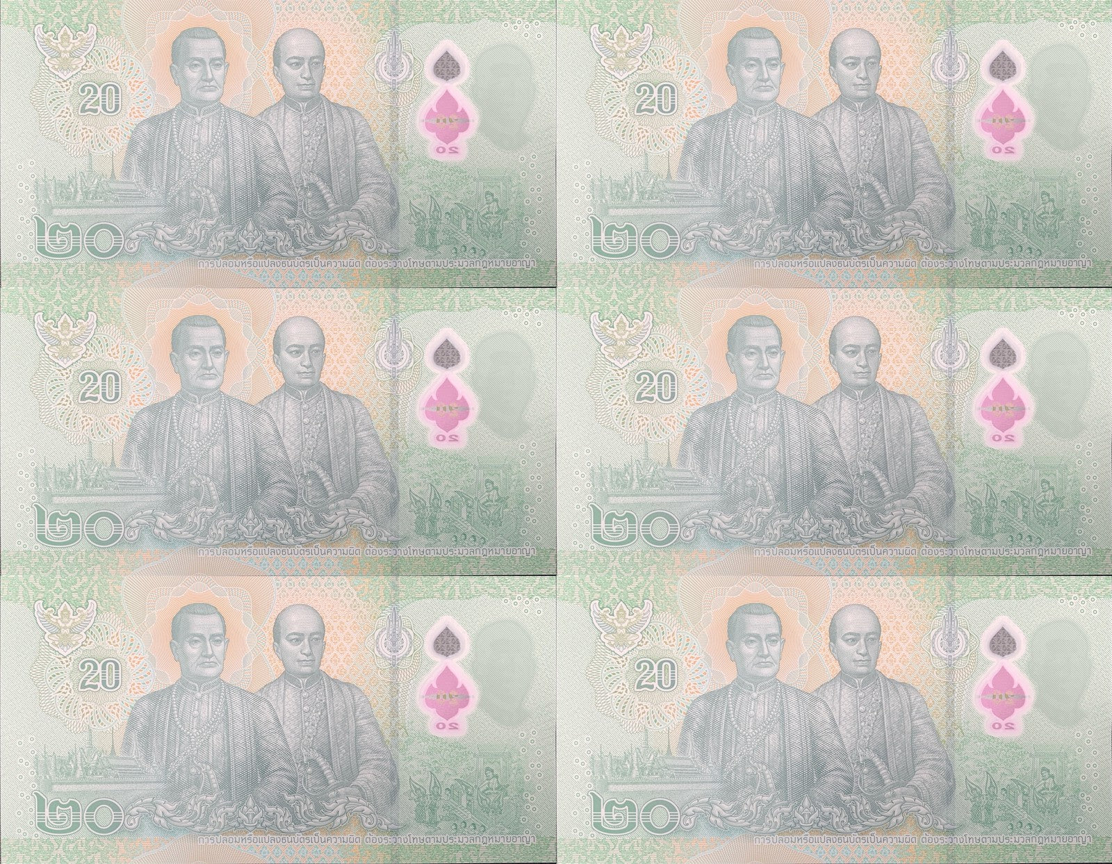 Thailand 20 Baht 2022 P 145(1-1) UNC Set 6 pcs Fancy NO.28 38 48 58 68 88