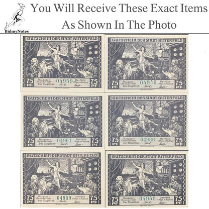Germany Notgeld BITTERFELD 75 Pfennig 1921 Set 6 pcs