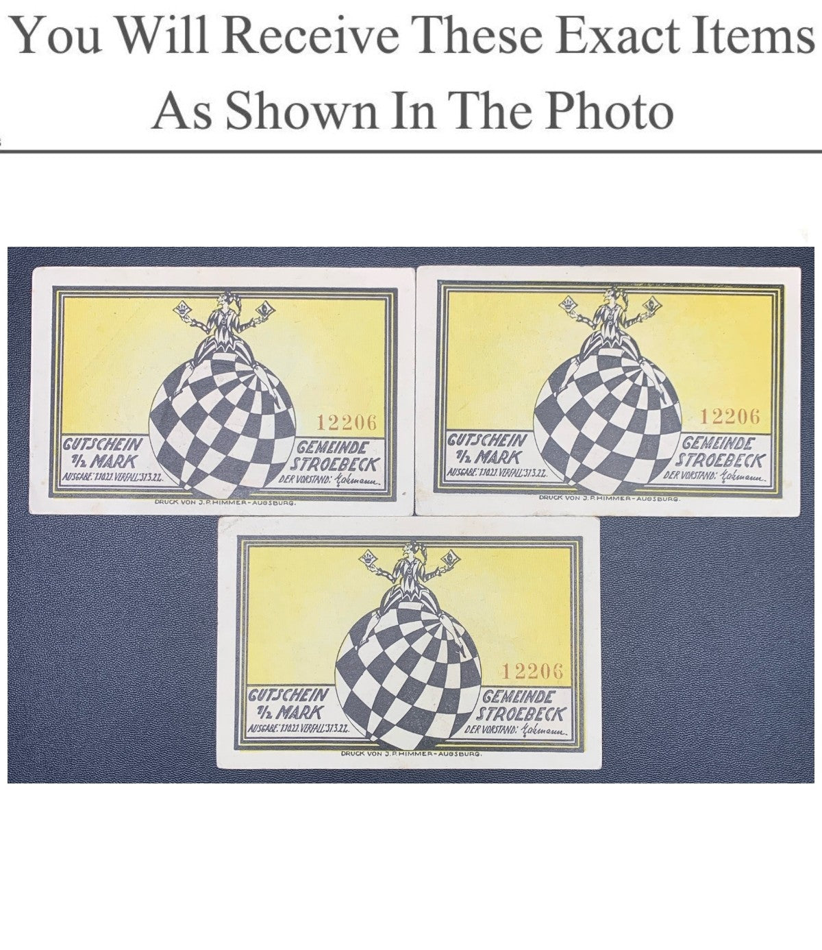 Germany Notgeld STROBECK 1/2 Mark 1921 Set 3 pcs