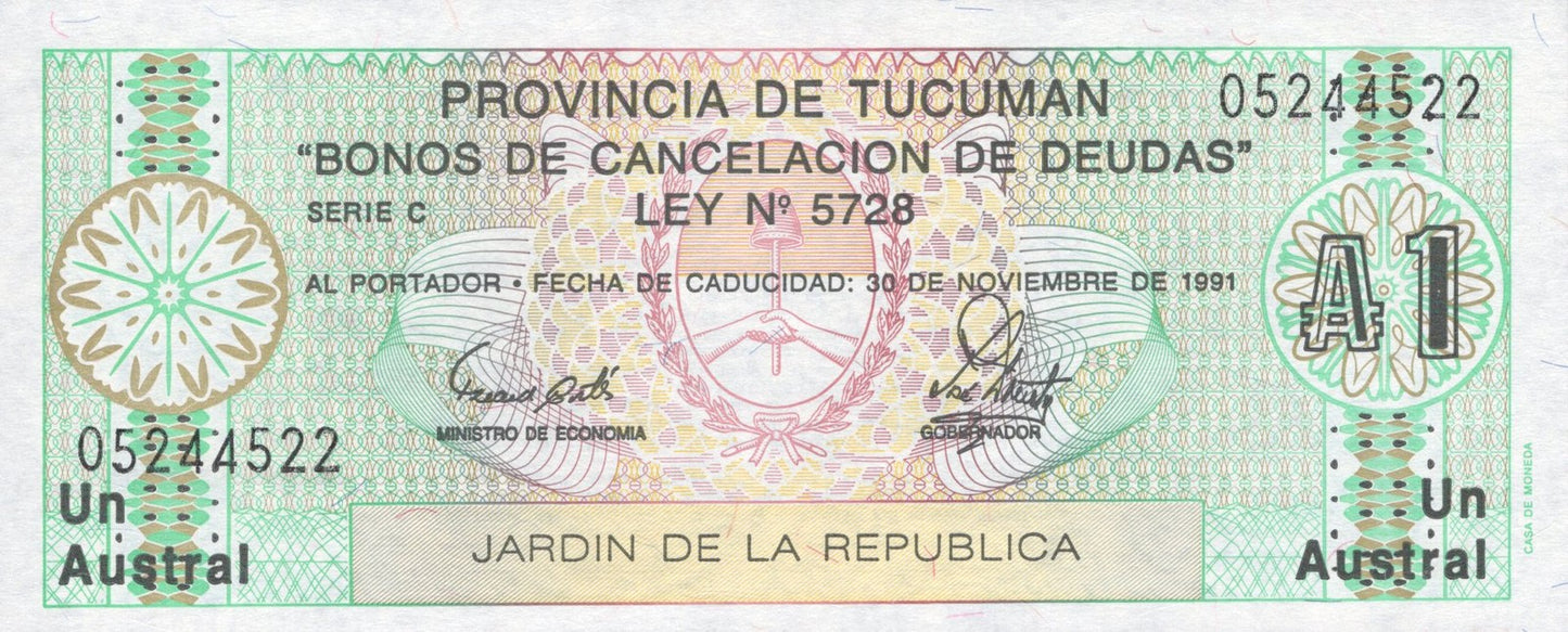 Argentina 1 Austral 1991 P S2711 UNC