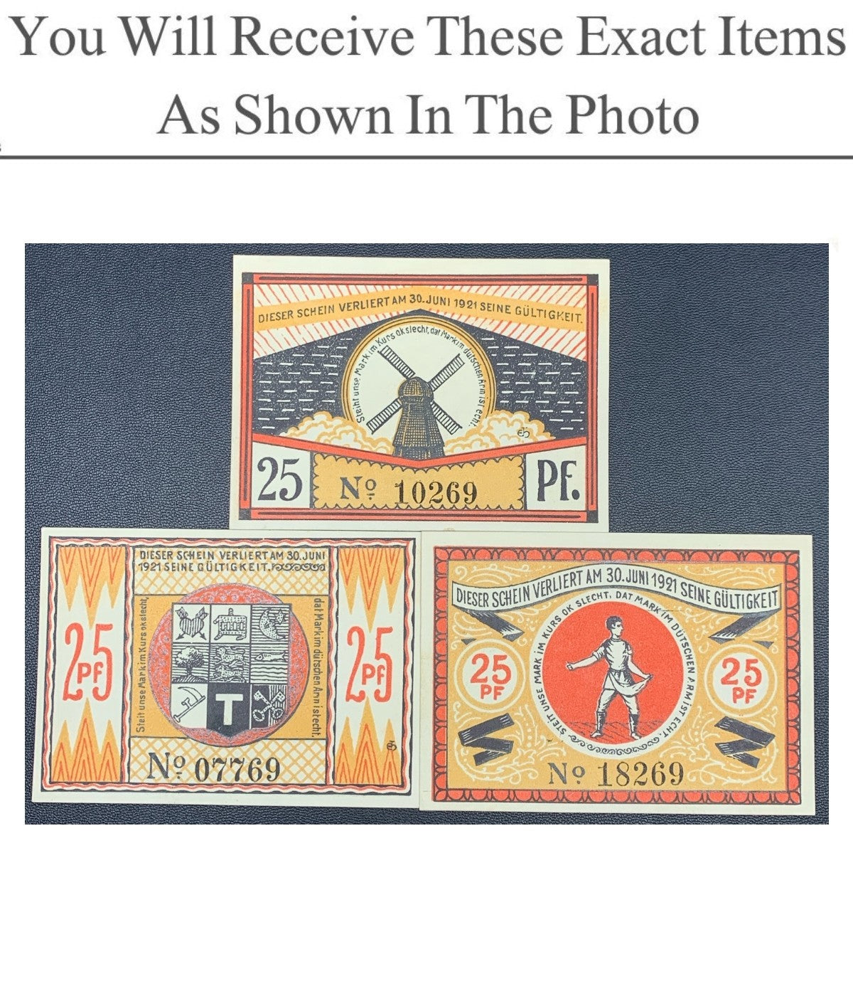 Germany Notgeld STEINFELD 25 Pfenning 1920 Set 3 pcs
