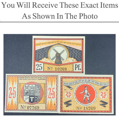 Germany Notgeld STEINFELD 25 Pfenning 1920 Set 3 pcs