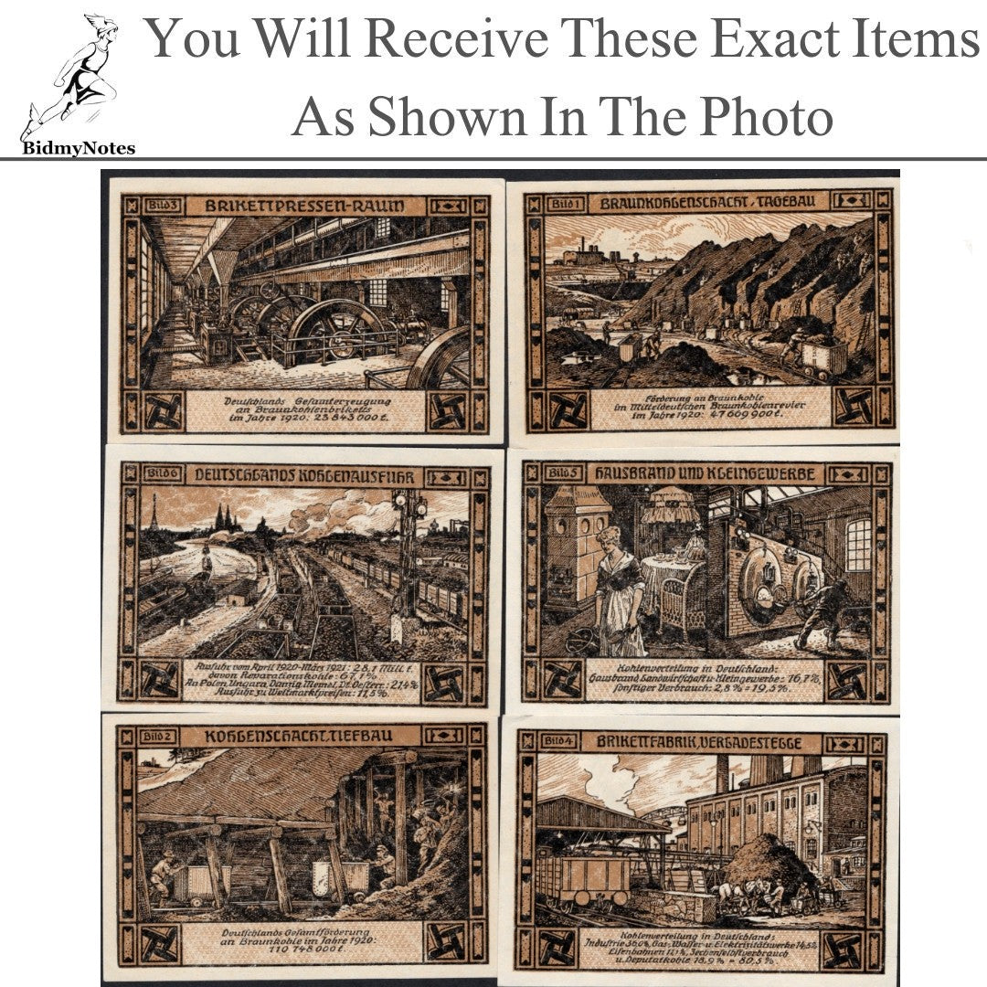 Germany Notgeld BITTERFELD 50 Pfennig 1921 Set 6 pcs