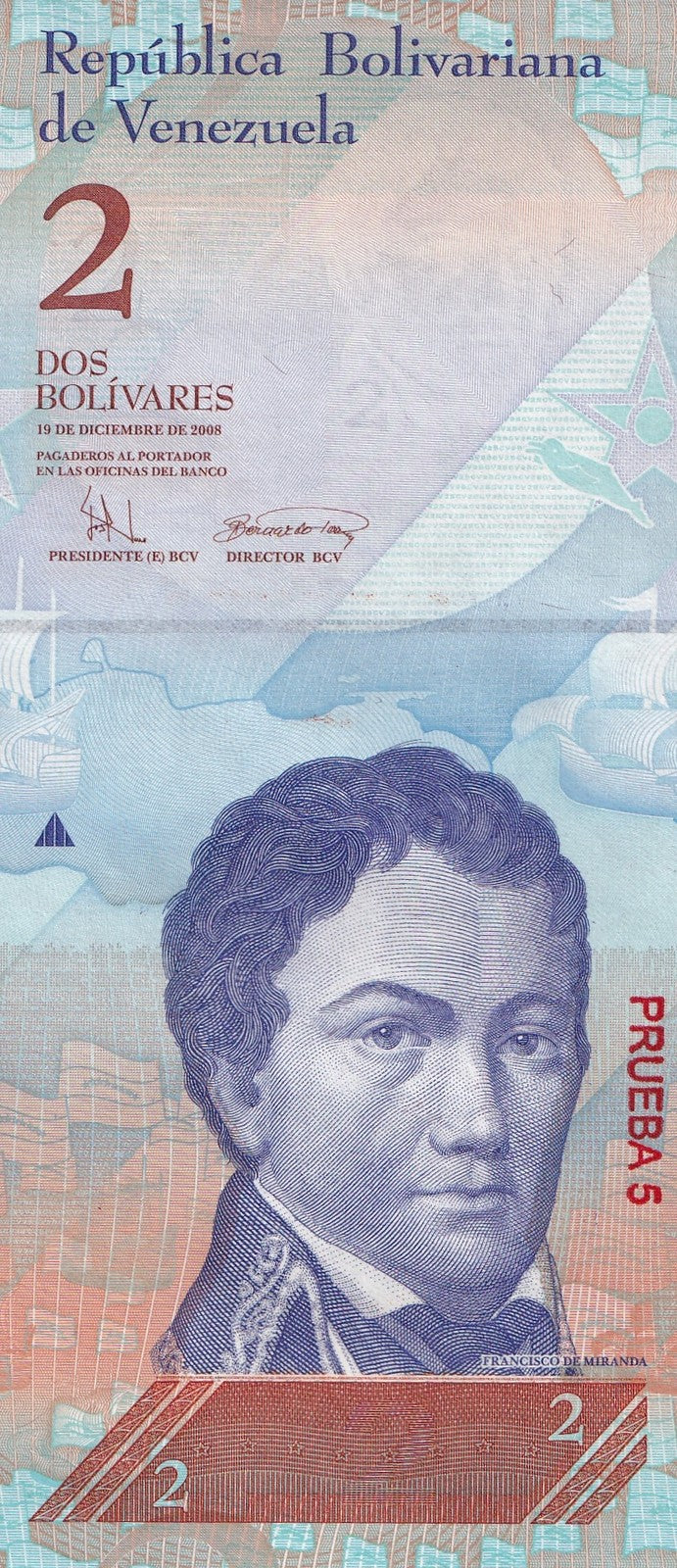 Venezuela 2 Bolivars 2008 P 88 UNC SPECIMEN