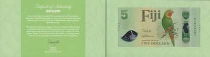 Fiji 5 Dollars 2026 P New Polymer Design UNC AA Prefix With Folder