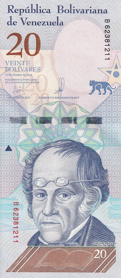 Venezuela 20 Bolivares 2018 P 104 UNC