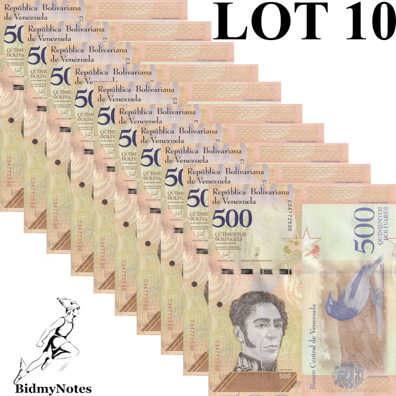 Venezuela 500 Bolivares 2018 P 108b UNC 1/10 Bundle LOT 10 pcs