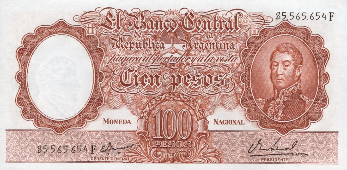 Argentina 100 Pesos ND 1967-1969 P 277 UNC