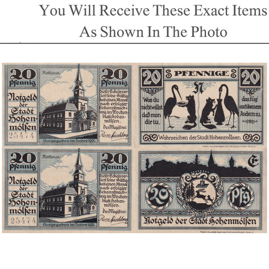 Germany Notgeld HOHENMOLSEN 20 Pfennig 1921 Set 2 pcs
