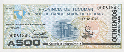 Argentina 500 Australes 1991 P S2716 UNC