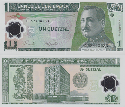 Guatemala 1 Quetzal 2006 P 109 Polymer UNC 1/10 Bundle Lot 10 pcs