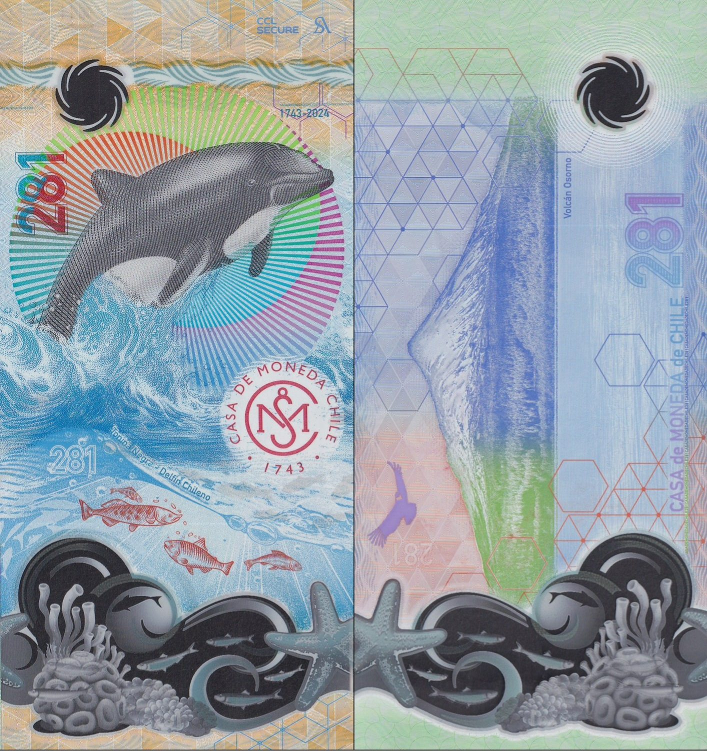 Chile TEST NOTE Housenote 281 1743 Casa de Moneda de Chile Polymer UNC
