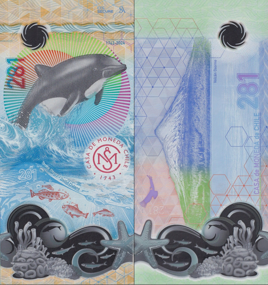 Chile TEST NOTE Housenote 281 1743 Casa de Moneda de Chile Polymer UNC