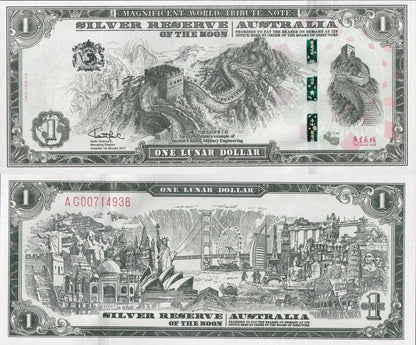 Australia 1 Lunar $ 2017 Australia of The Moon The Great Wall UNC With Folder