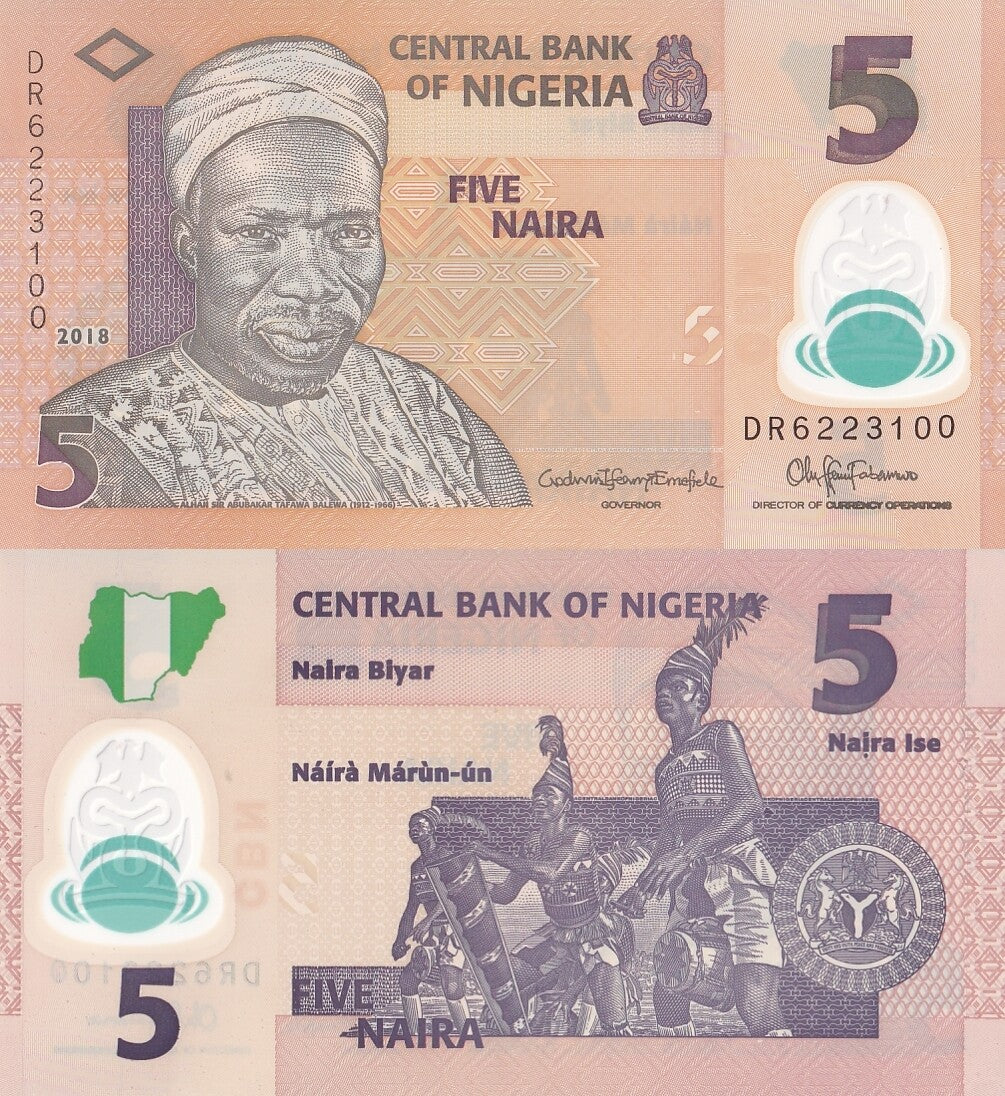 Nigeria 5 Naira 2018 P 38 Polymer UNC