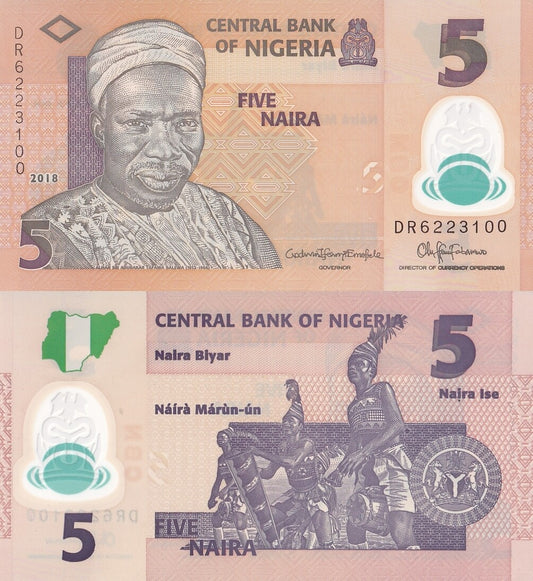 Nigeria 5 Naira 2018 P 38 Polymer UNC