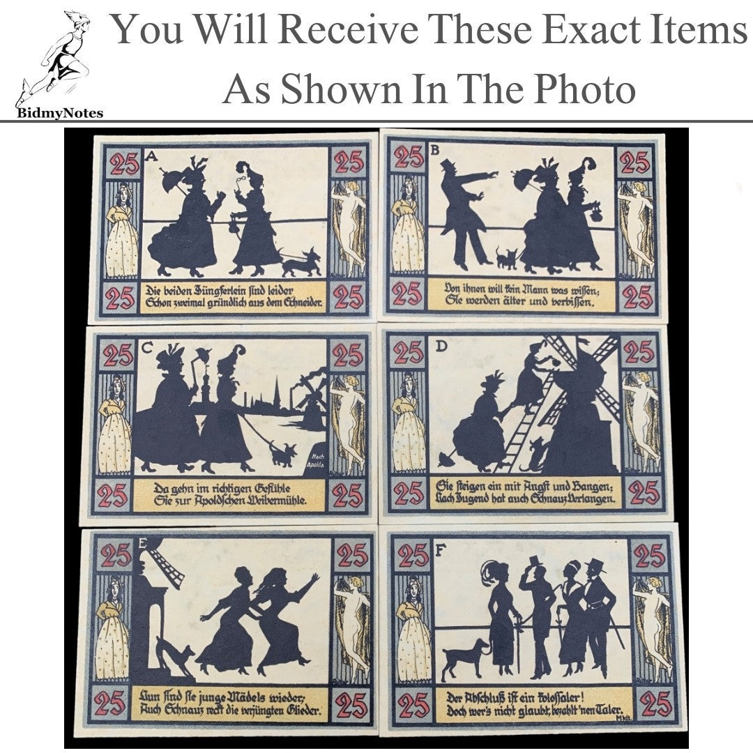 Germany Notgeld APOLDA 25 Pfennig 1921 Set 6 pcs