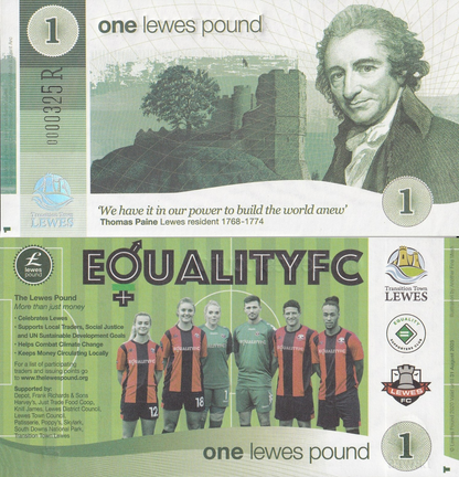 England Transition Town *LEWES* 1 Pound Lewes FC UNC
