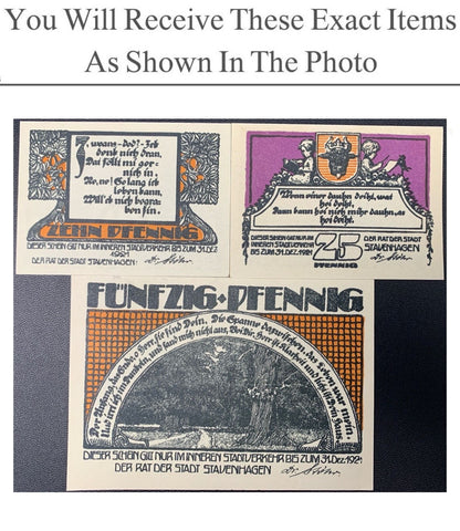 Germany Notgeld STAVENHAGEN 10 25 50 Pfennig 1921 Full Set 3 pcs