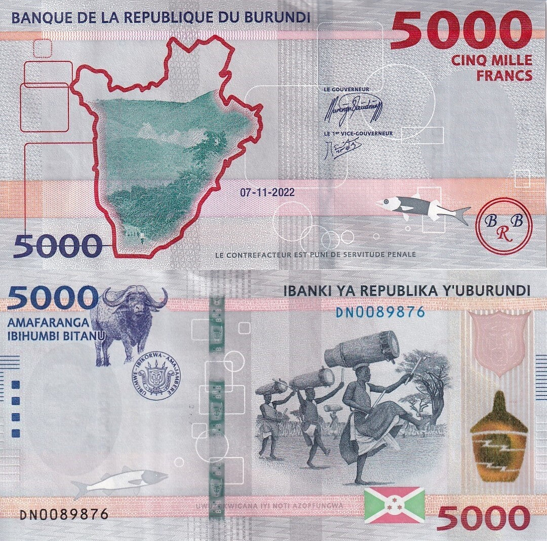 Burundi 5000 Francs 2022 2023 P 58 UNC New Colours And Security Upgrade