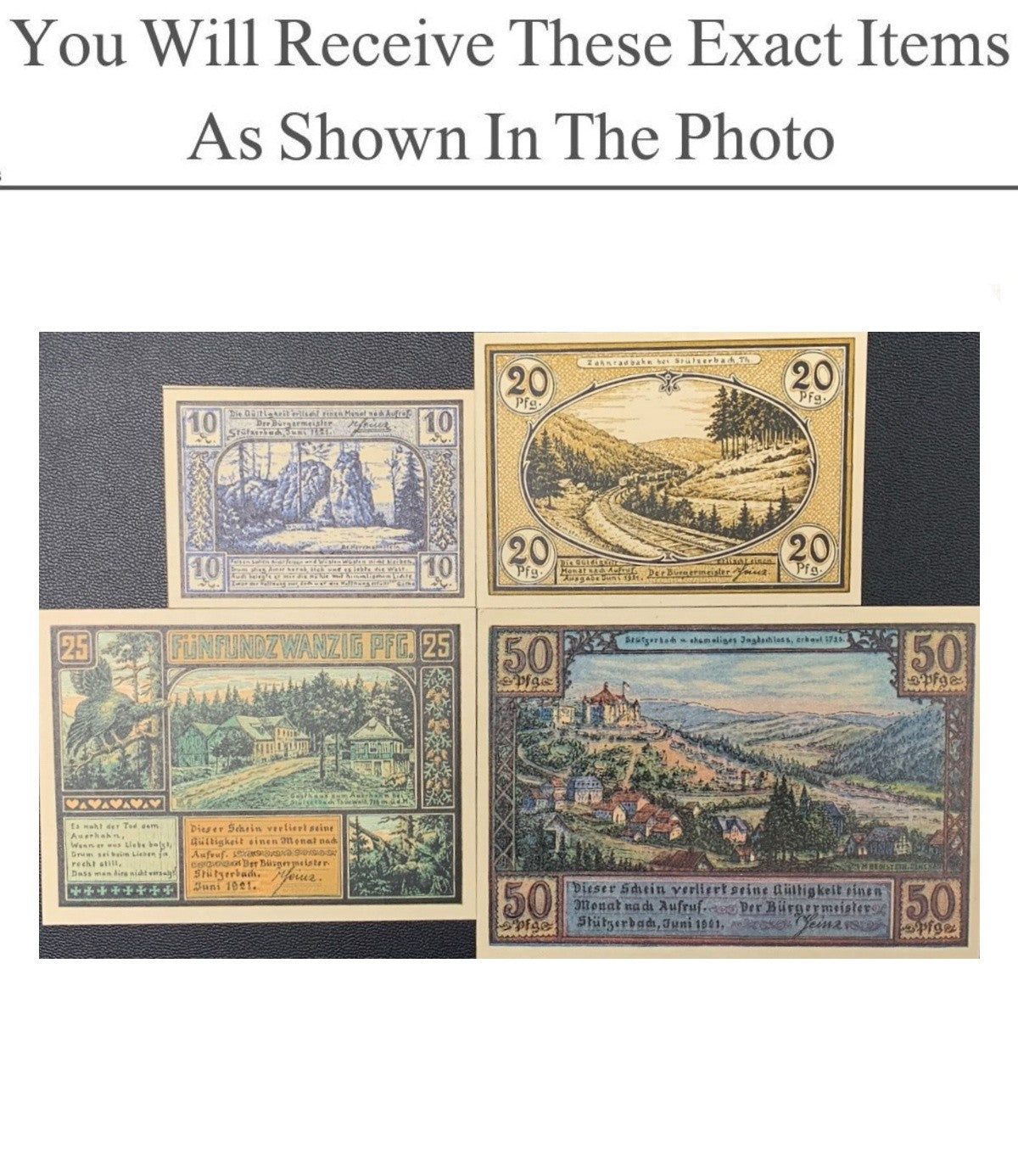 Germany Notgeld STUTZERBACH 10 20 25 50 Pfennig 1921 Full Set 4 pcs