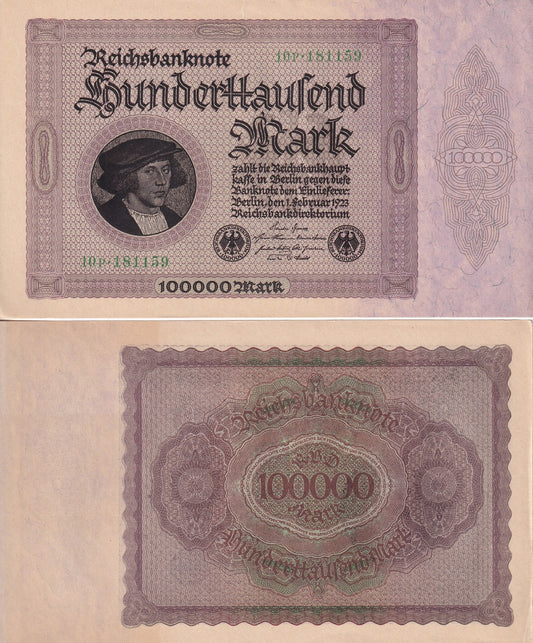 Germany 100000 Mark P 83 1923 AU - UNC Large Size Note