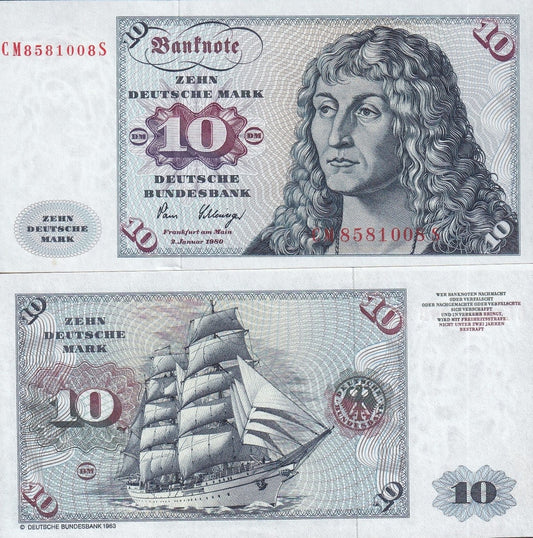 Germany 10 Deutsche Mark 1980 P 31c UNC