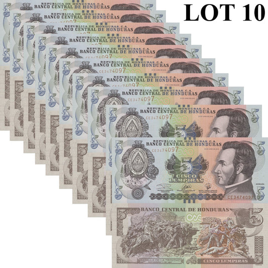 Honduras 5 Lempira 2019 P 98 UNC 1/10 Bundle Lot 10 pcs