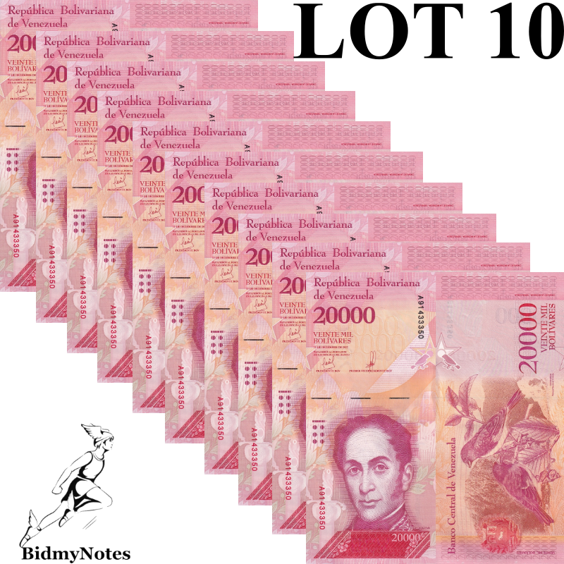 Venezuela 20000 Bolivares 2017 P 99b UNC 1/10 Bundle LOT 10 pcs