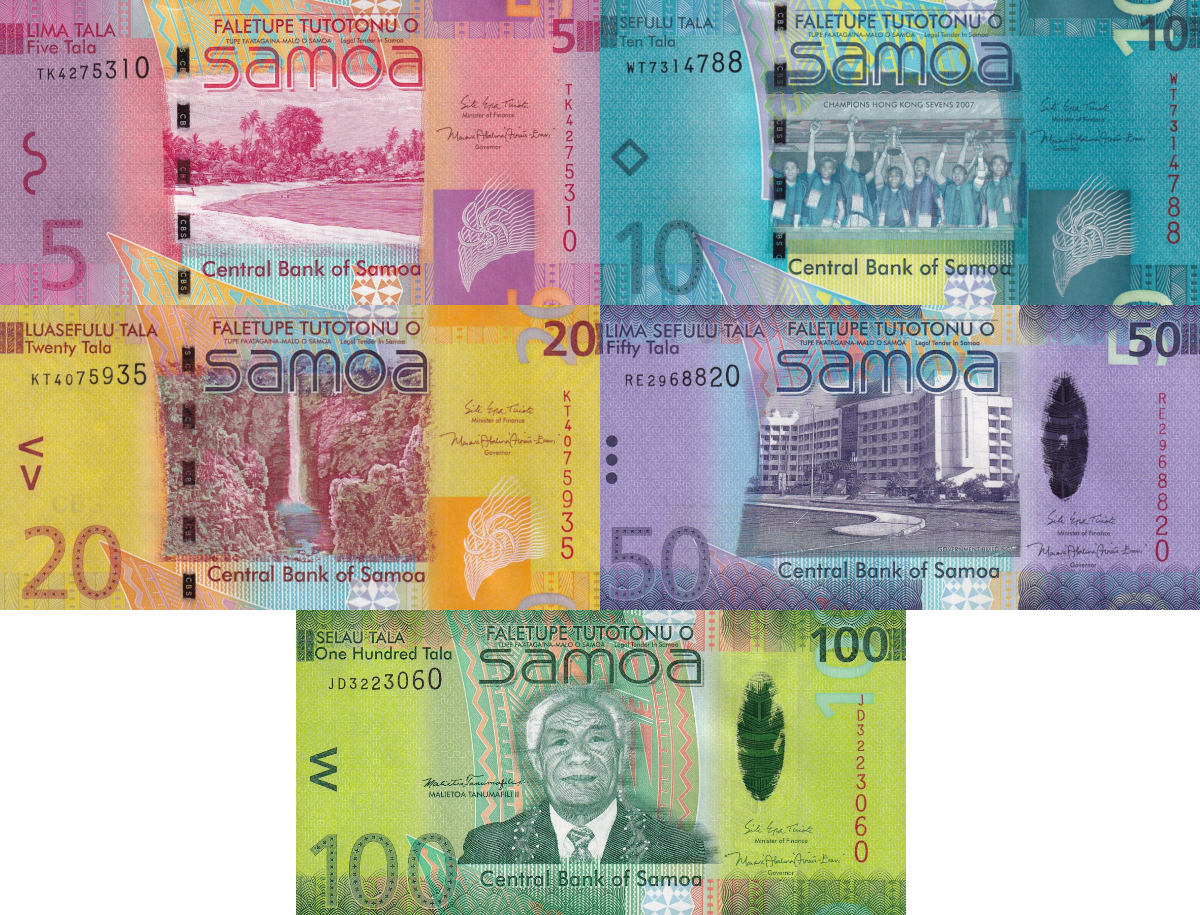 Samoa 5 10 20 50 100 Tala ND 2017 P 38c 39b 40c 41c 44b UNC Set 5 pcs